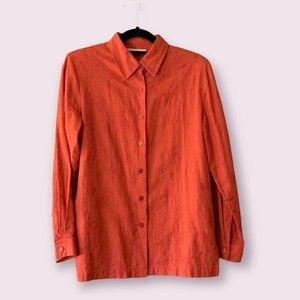 Draper's & Damon's Linen Blend Floral Embroidered Shacket Top Size Small  VTG